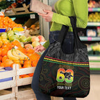 Penrith Panthers Rugby Custom Grocery Bag 60 Years Anniversary Black Polynesian Aboriginal Art