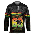 Penrith Panthers Rugby Custom Hockey Jersey 60 Years Anniversary Black Polynesian Aboriginal Art