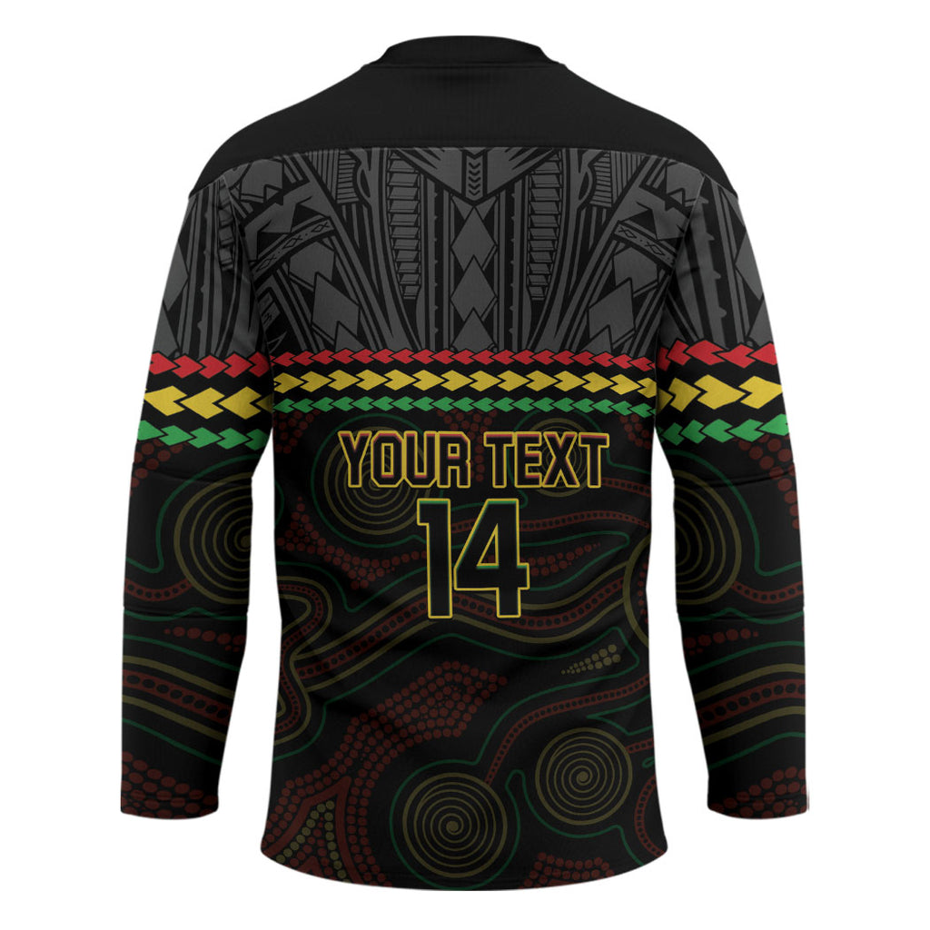 Penrith Panthers Rugby Custom Hockey Jersey 60 Years Anniversary Black Polynesian Aboriginal Art