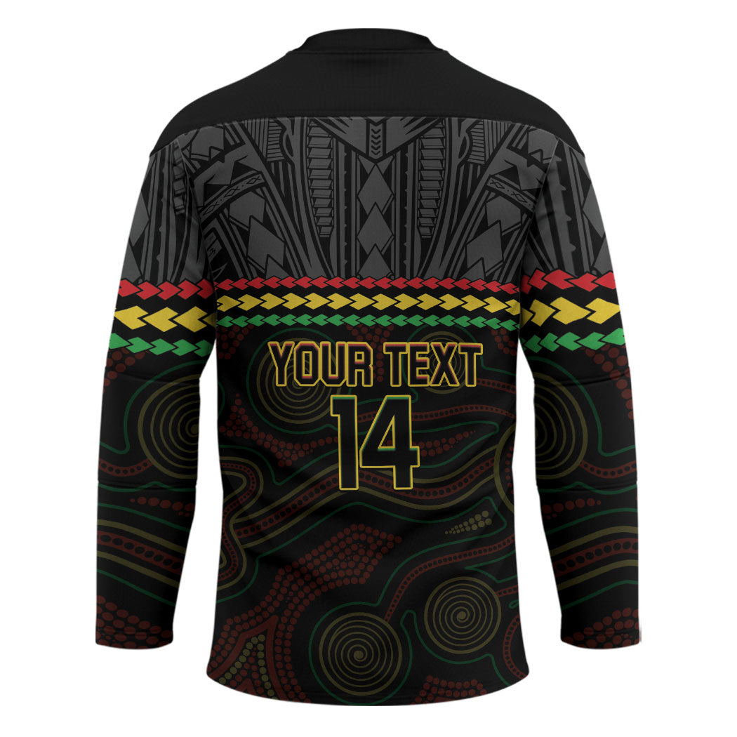 Penrith Panthers Rugby Custom Hockey Jersey 60 Years Anniversary Black Polynesian Aboriginal Art