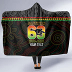 Penrith Panthers Rugby Custom Hooded Blanket 60 Years Anniversary Black Polynesian Aboriginal Art