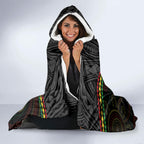 Penrith Panthers Rugby Custom Hooded Blanket 60 Years Anniversary Black Polynesian Aboriginal Art