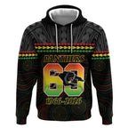 Penrith Panthers Rugby Custom Hoodie 60 Years Anniversary Black Polynesian Aboriginal Art