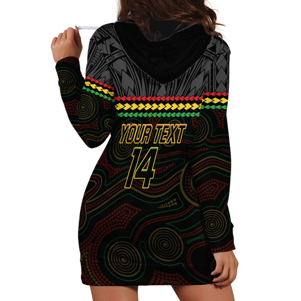 Penrith Panthers Rugby Custom Hoodie Dress 60 Years Anniversary Black Polynesian Aboriginal Art