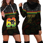 Penrith Panthers Rugby Custom Hoodie Dress 60 Years Anniversary Black Polynesian Aboriginal Art
