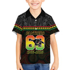 Penrith Panthers Rugby Custom Kid Hawaiian Shirt 60 Years Anniversary Black Polynesian Aboriginal Art