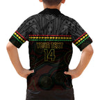 Penrith Panthers Rugby Custom Kid Hawaiian Shirt 60 Years Anniversary Black Polynesian Aboriginal Art