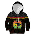 Penrith Panthers Rugby Custom Kid Hoodie 60 Years Anniversary Black Polynesian Aboriginal Art