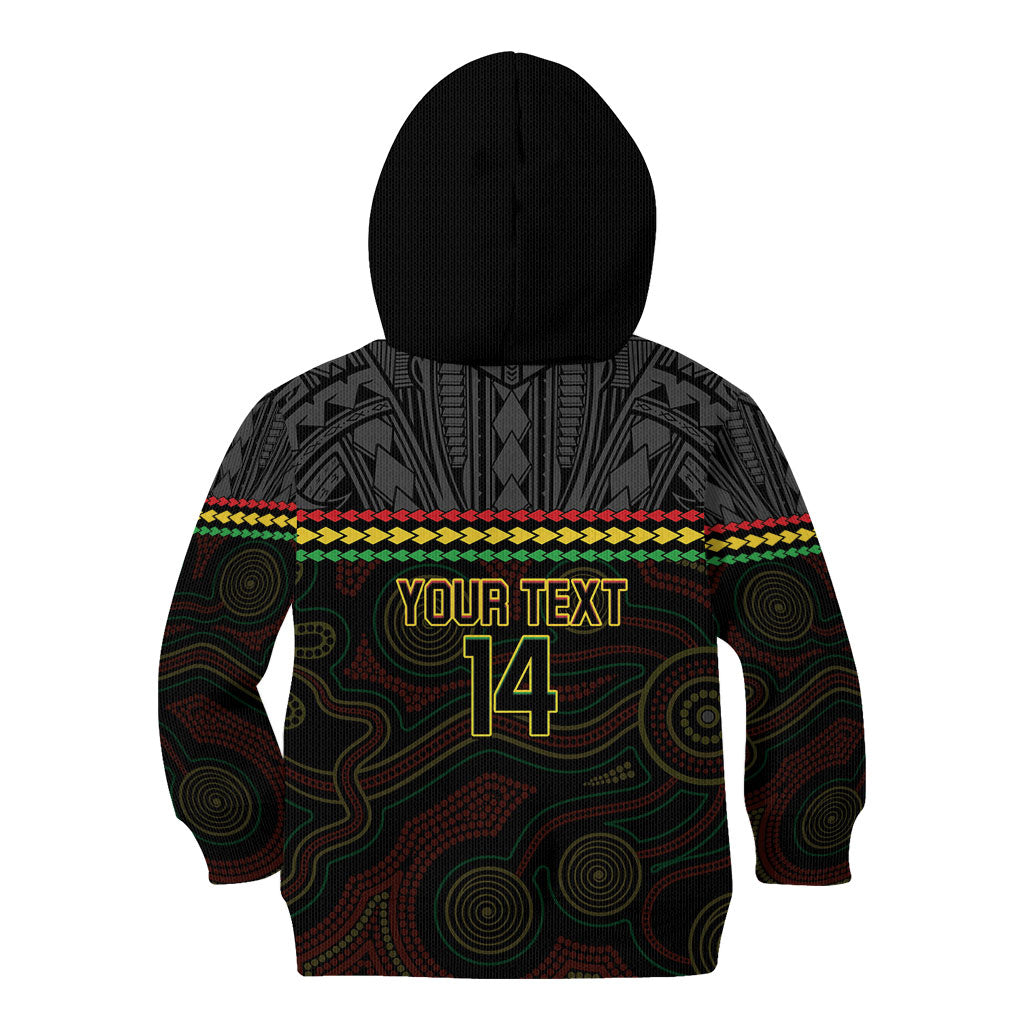 Penrith Panthers Rugby Custom Kid Hoodie 60 Years Anniversary Black Polynesian Aboriginal Art