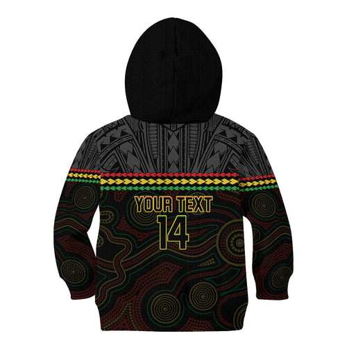 Penrith Panthers Rugby Custom Kid Hoodie 60 Years Anniversary Black Polynesian Aboriginal Art