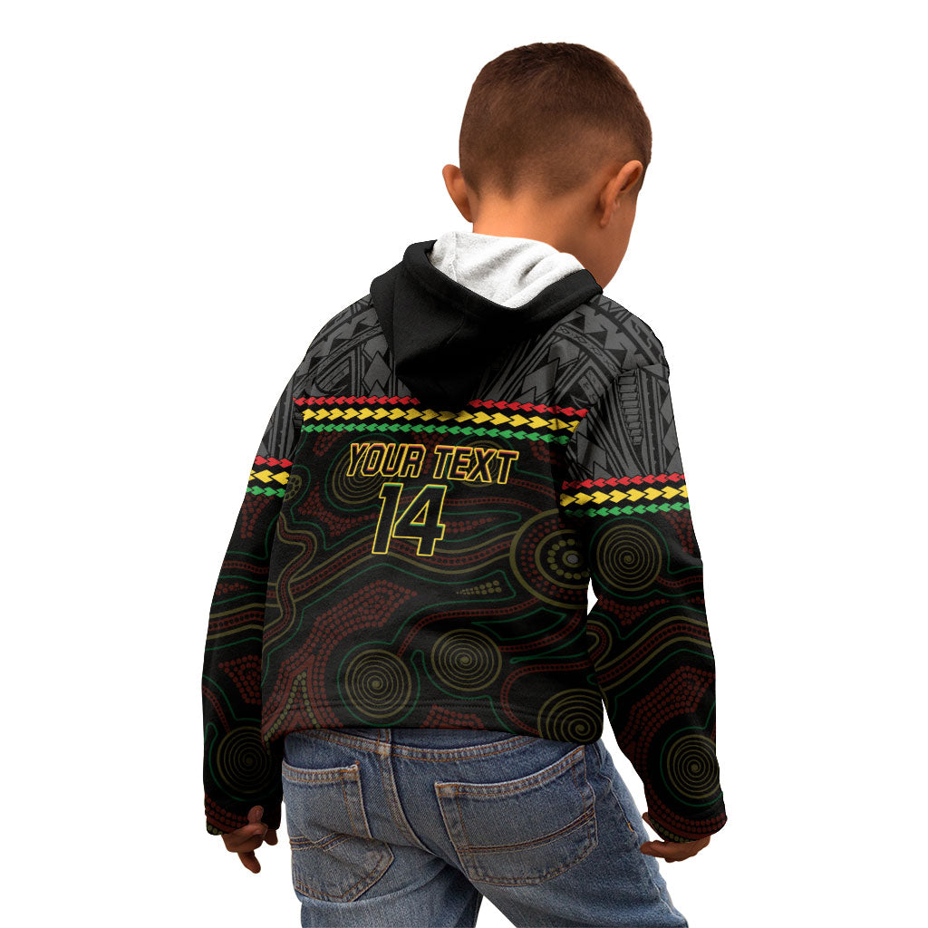 Penrith Panthers Rugby Custom Kid Hoodie 60 Years Anniversary Black Polynesian Aboriginal Art
