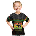 Penrith Panthers Rugby Custom Kid T Shirt 60 Years Anniversary Black Polynesian Aboriginal Art