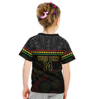Penrith Panthers Rugby Custom Kid T Shirt 60 Years Anniversary Black Polynesian Aboriginal Art