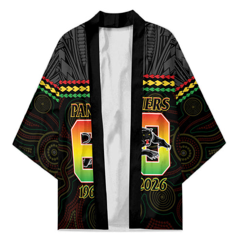 Penrith Panthers Rugby Custom Kimono 60 Years Anniversary Black Polynesian Aboriginal Art