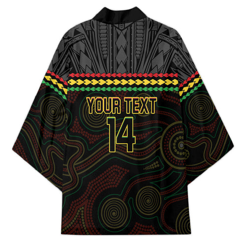 Penrith Panthers Rugby Custom Kimono 60 Years Anniversary Black Polynesian Aboriginal Art