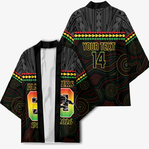 Penrith Panthers Rugby Custom Kimono 60 Years Anniversary Black Polynesian Aboriginal Art