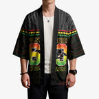 Penrith Panthers Rugby Custom Kimono 60 Years Anniversary Black Polynesian Aboriginal Art