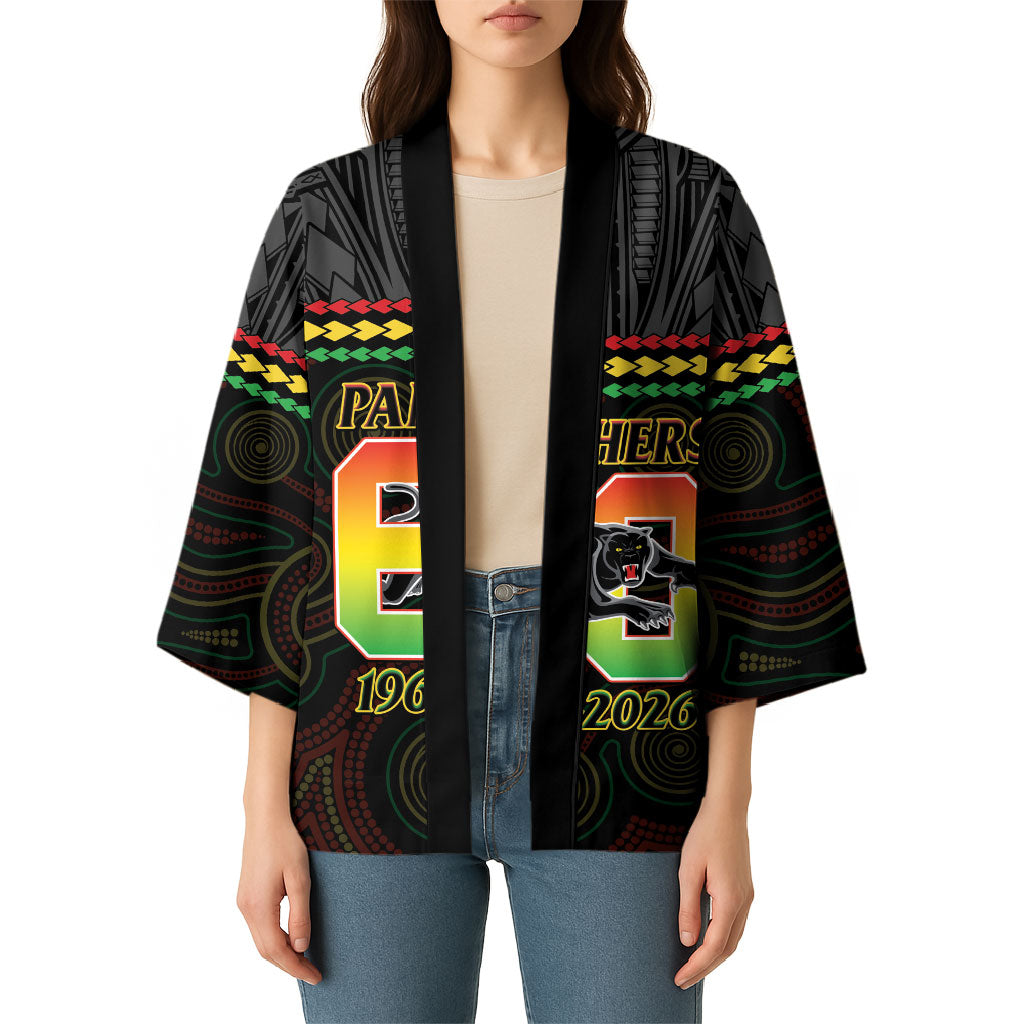 Penrith Panthers Rugby Custom Kimono 60 Years Anniversary Black Polynesian Aboriginal Art