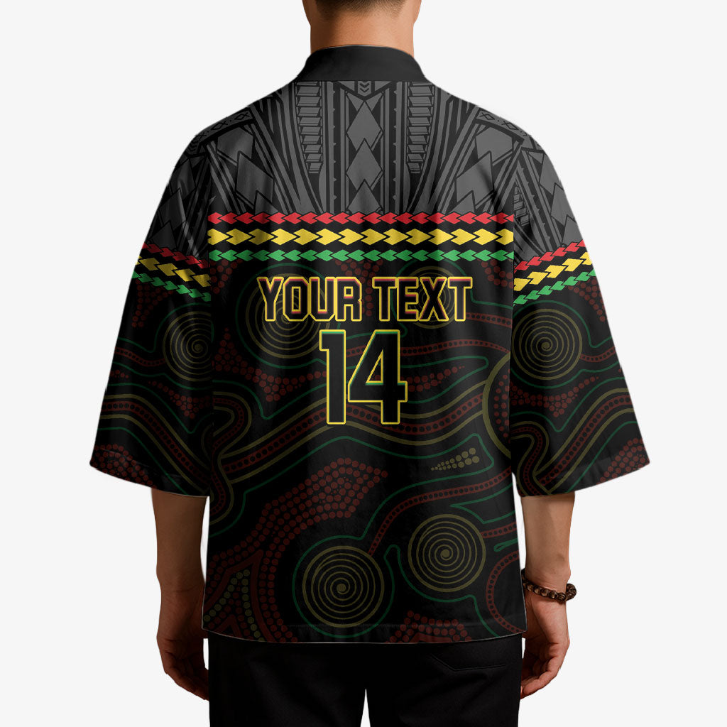 Penrith Panthers Rugby Custom Kimono 60 Years Anniversary Black Polynesian Aboriginal Art