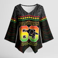Penrith Panthers Rugby Custom Kimono Sleeve Blouse 60 Years Anniversary Black Polynesian Aboriginal Art