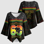 Penrith Panthers Rugby Custom Kimono Sleeve Blouse 60 Years Anniversary Black Polynesian Aboriginal Art