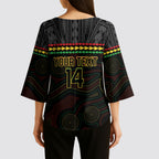 Penrith Panthers Rugby Custom Kimono Sleeve Blouse 60 Years Anniversary Black Polynesian Aboriginal Art