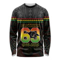 Penrith Panthers Rugby Custom Long Sleeve Shirt 60 Years Anniversary Black Polynesian Aboriginal Art