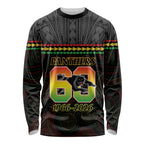 Penrith Panthers Rugby Custom Long Sleeve Shirt 60 Years Anniversary Black Polynesian Aboriginal Art