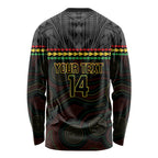 Penrith Panthers Rugby Custom Long Sleeve Shirt 60 Years Anniversary Black Polynesian Aboriginal Art