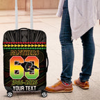 Penrith Panthers Rugby Custom Luggage Cover 60 Years Anniversary Black Polynesian Aboriginal Art