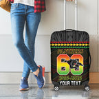 Penrith Panthers Rugby Custom Luggage Cover 60 Years Anniversary Black Polynesian Aboriginal Art