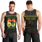 Penrith Panthers Rugby Custom Men Tank Top 60 Years Anniversary Black Polynesian Aboriginal Art