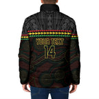 Penrith Panthers Rugby Custom Padded Jacket 60 Years Anniversary Black Polynesian Aboriginal Art