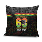 Penrith Panthers Rugby Custom Pillow Cover 60 Years Anniversary Black Polynesian Aboriginal Art