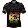 Penrith Panthers Rugby Custom Polo Shirt 60 Years Anniversary Black Polynesian Aboriginal Art