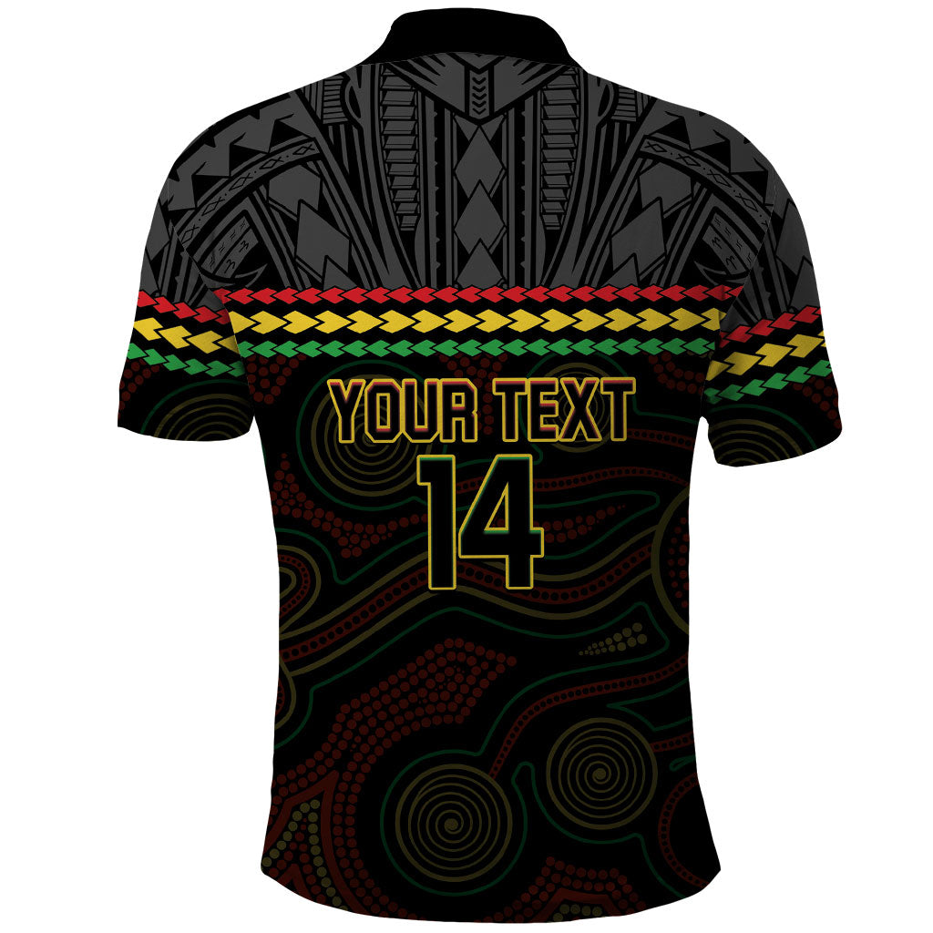 Penrith Panthers Rugby Custom Polo Shirt 60 Years Anniversary Black Polynesian Aboriginal Art