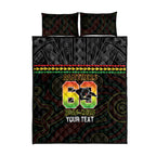 Penrith Panthers Rugby Custom Quilt Bed Set 60 Years Anniversary Black Polynesian Aboriginal Art