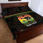 Penrith Panthers Rugby Custom Quilt Bed Set 60 Years Anniversary Black Polynesian Aboriginal Art