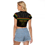 Penrith Panthers Rugby Custom Raglan Cropped T Shirt 60 Years Anniversary Black Polynesian Aboriginal Art
