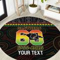 Penrith Panthers Rugby Custom Round Carpet 60 Years Anniversary Black Polynesian Aboriginal Art