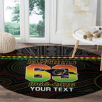 Penrith Panthers Rugby Custom Round Carpet 60 Years Anniversary Black Polynesian Aboriginal Art