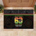 Penrith Panthers Rugby Custom Rubber Doormat 60 Years Anniversary Black Polynesian Aboriginal Art