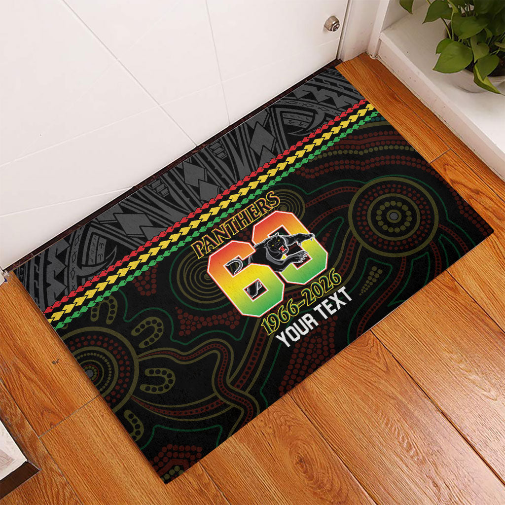 Penrith Panthers Rugby Custom Rubber Doormat 60 Years Anniversary Black Polynesian Aboriginal Art