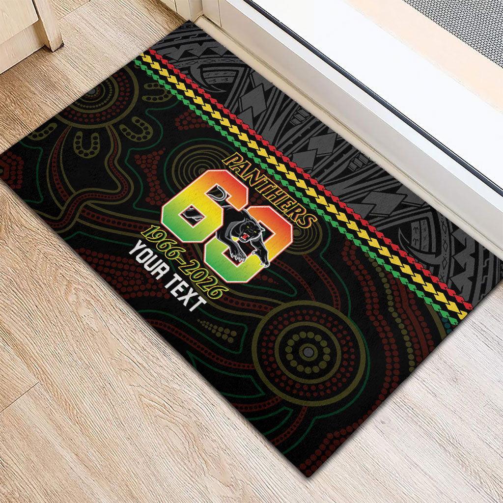 Penrith Panthers Rugby Custom Rubber Doormat 60 Years Anniversary Black Polynesian Aboriginal Art