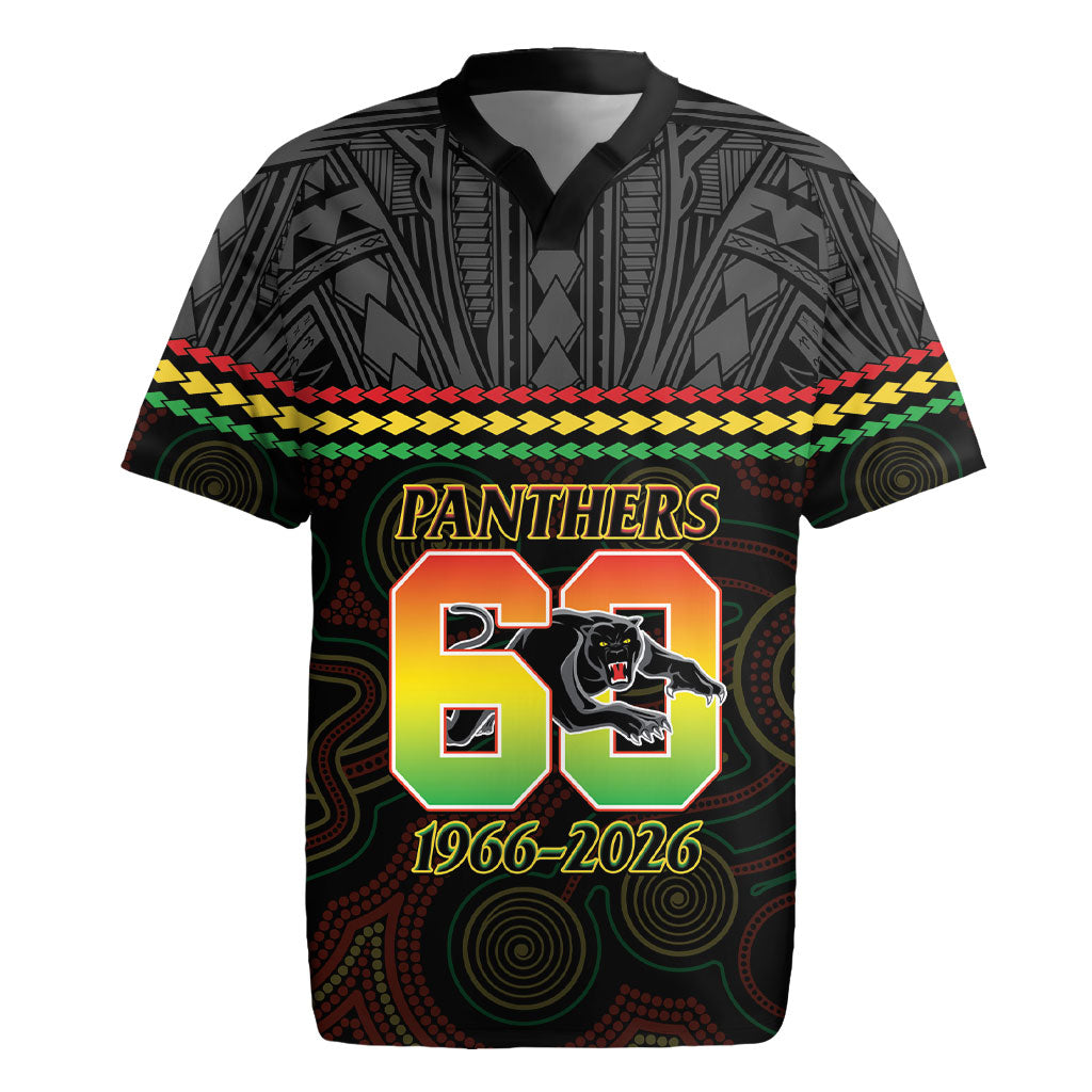 Penrith Panthers Rugby Custom Rugby Jersey 60 Years Anniversary Black Polynesian Aboriginal Art