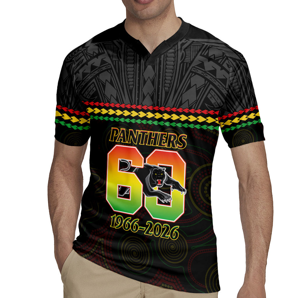 Penrith Panthers Rugby Custom Rugby Jersey 60 Years Anniversary Black Polynesian Aboriginal Art
