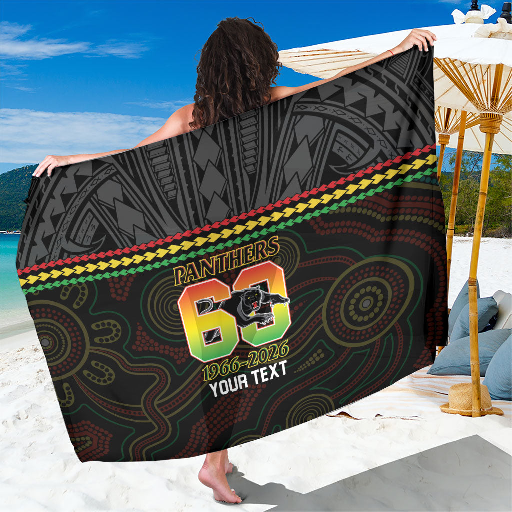 Penrith Panthers Rugby Custom Sarong 60 Years Anniversary Black Polynesian Aboriginal Art