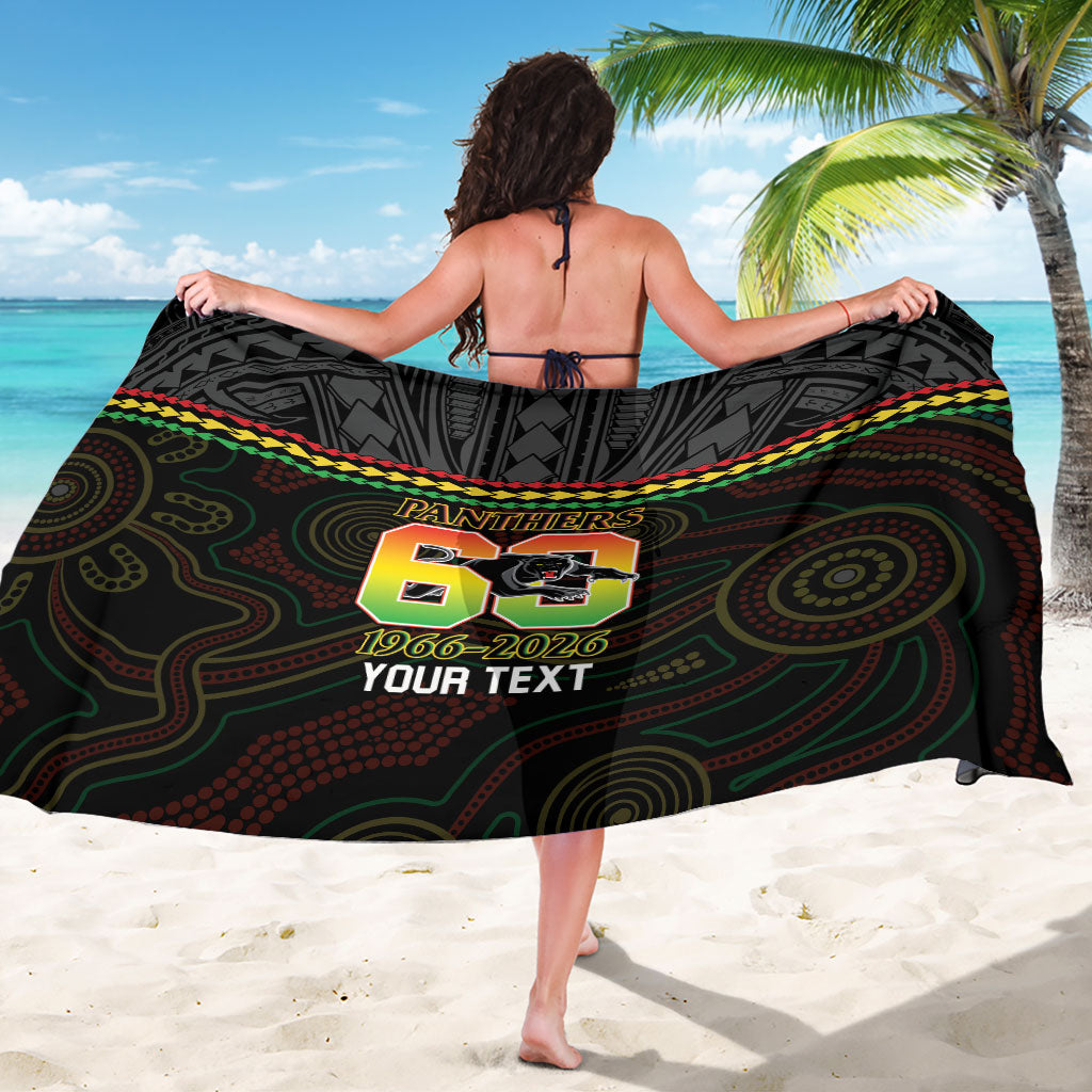Penrith Panthers Rugby Custom Sarong 60 Years Anniversary Black Polynesian Aboriginal Art
