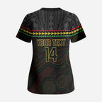 Penrith Panthers Rugby Custom Scrub Top 60 Years Anniversary Black Polynesian Aboriginal Art