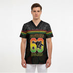 Penrith Panthers Rugby Custom Scrub Top 60 Years Anniversary Black Polynesian Aboriginal Art